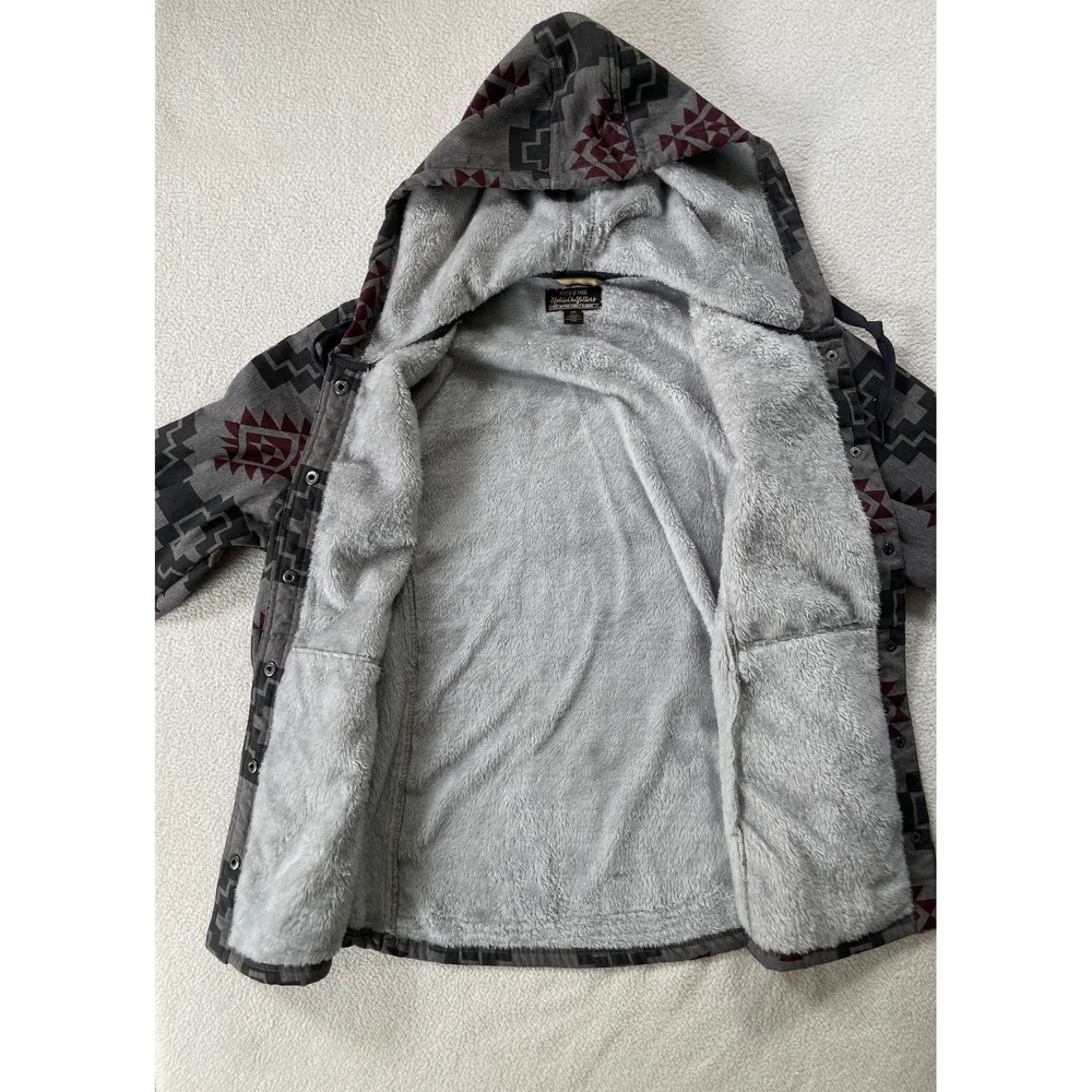 Noble Outfitters Womens XXL Hooded Flannel Jacket Grey Southwestern Aztec Lined - Picture 7 of 16